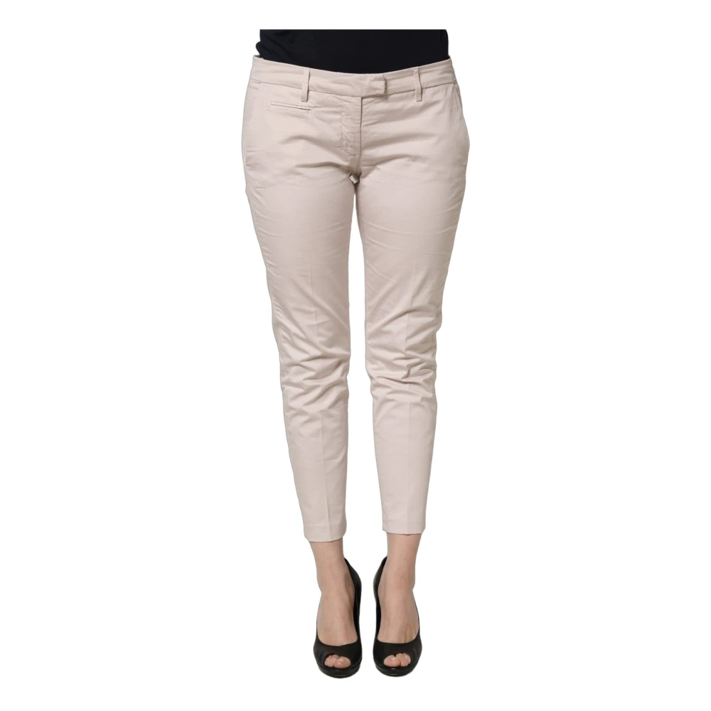 Versace Jeans Couture Women's Beige Low Waist Tapered Cropped Trousers - Cropped Trousers - W32 - Trousers