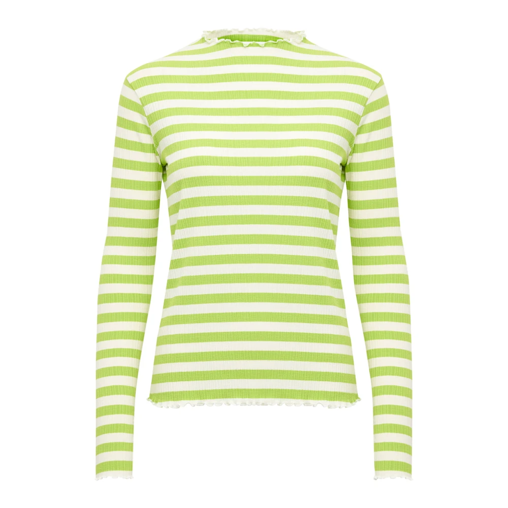 Karen by Simonsen Gestreepte Longsleeve Top Helder Limegroen Multicolor Dames