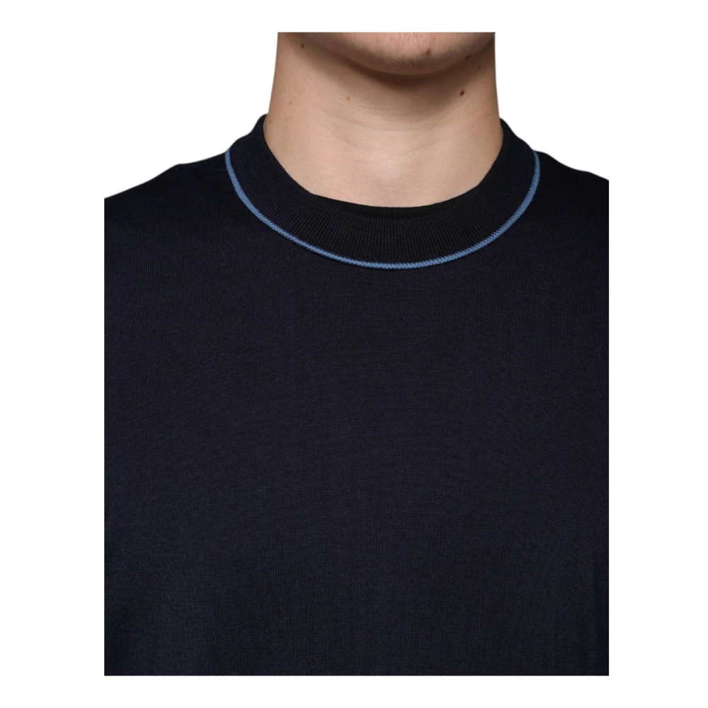 Dolce & Gabbana Logo Detail Wollen Trui Donkerblauw Blue Heren