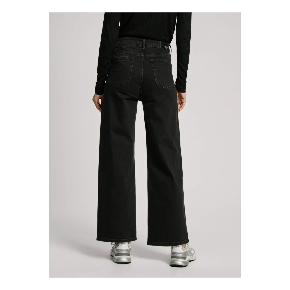 Pepe Jeans Zwarte Straight Leg High Waist Broek Black Dames