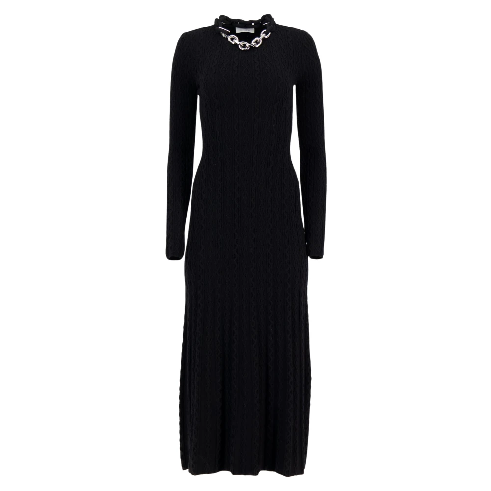 Rabanne Women's Black Knitted Dresses, S, Long Chain Dress