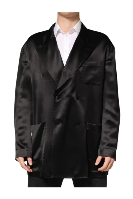 Silk Double Breasted 2 Button Blazer