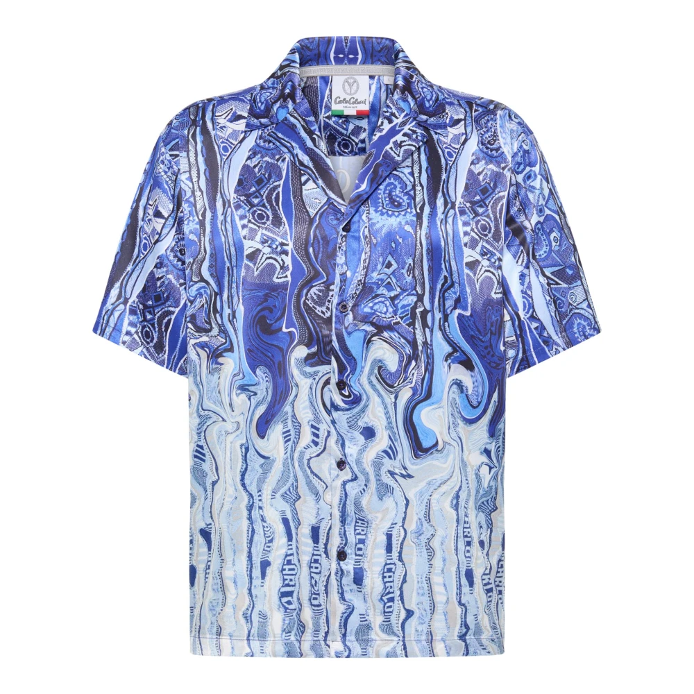 Carlo colucci Artistieke Gebreide Shirt Blue Heren
