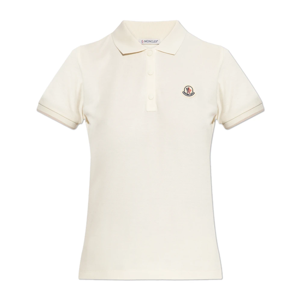Moncler Women's Beige Polo Shirts, Xs, Polo With Logo