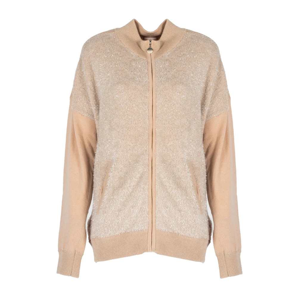 Liu Jo Elegante Sweatshirt met Opstaande Kraag Beige Dames