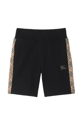 Rutiga bomullsshorts med elastisk midja