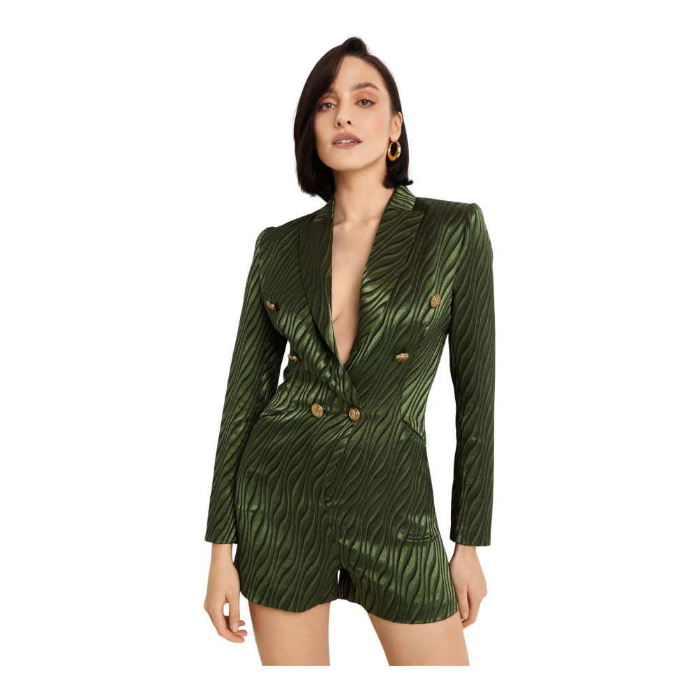 Retrofête Groene Gestreepte Jana Jumpsuit Green Dames