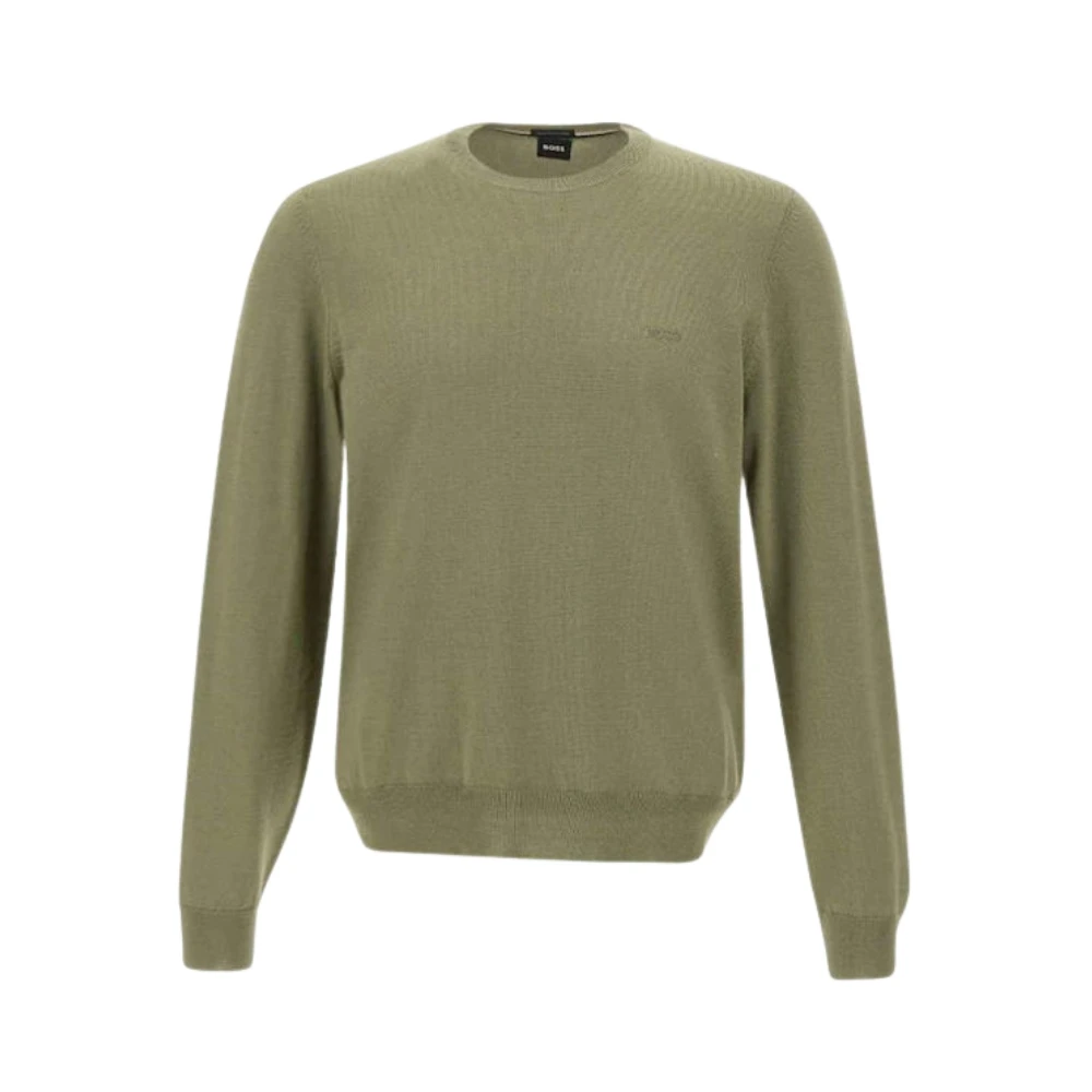 Hugo Men's Green Round-Neck Jumper - Round-Neck Knitwear - 2XL - Knitwear