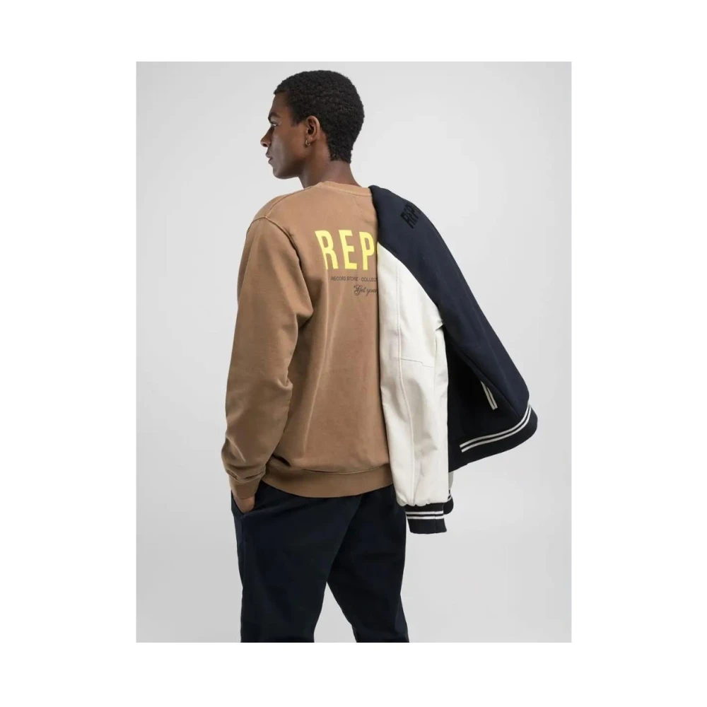 Replay Muziek Thema Lange Mouw Sweatshirt Brown Heren