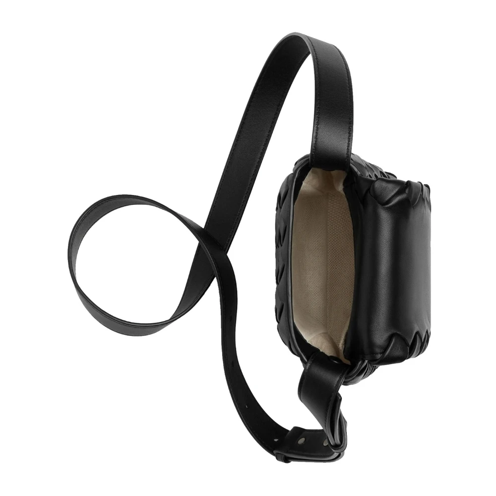 Bottega Veneta Mini Vertical Cobble Leren Schoudertas Black Dames