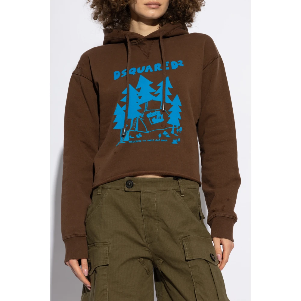 Dsquared2 Sweatshirt met logo Brown Dames