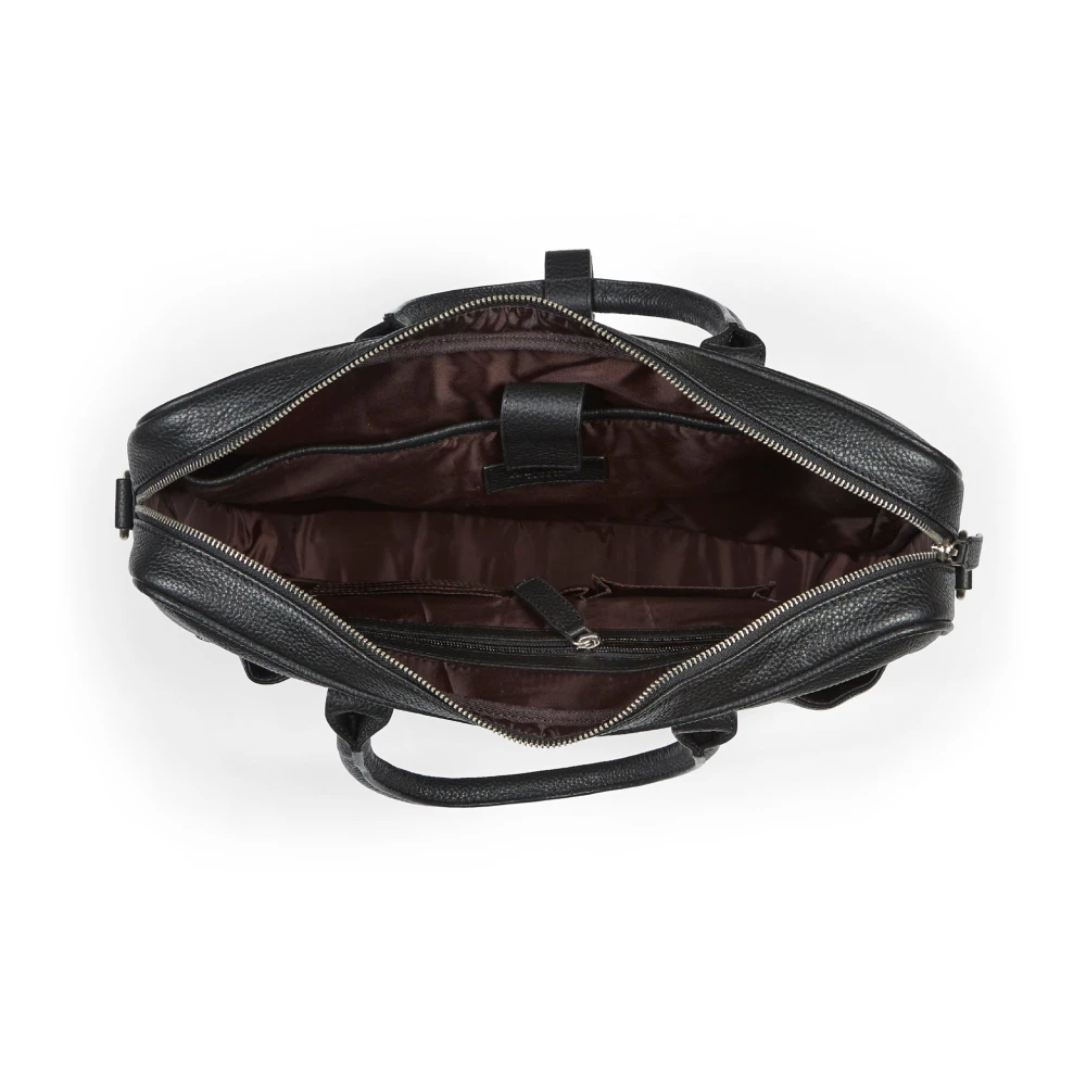 Howard London Zwarte leren laptoptas Black Heren