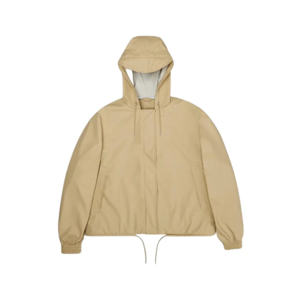 Rains Women's Beige Rain Jackets,, Waterproof String W Jacket Large