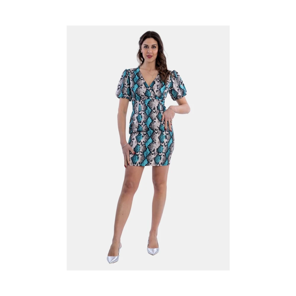 Fracomina Minijurk met dierenprint en ballonmouwen Multicolor Dames