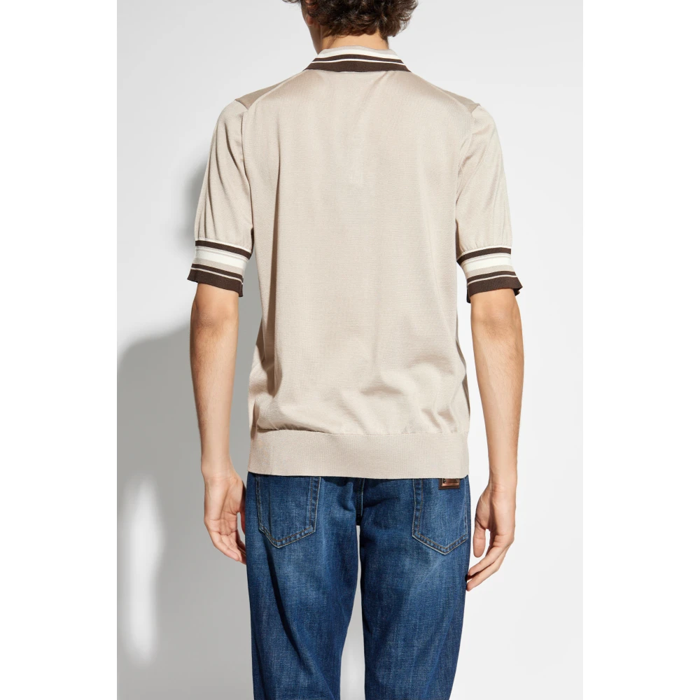 Dolce & Gabbana Polo met geborduurd logo Beige Heren