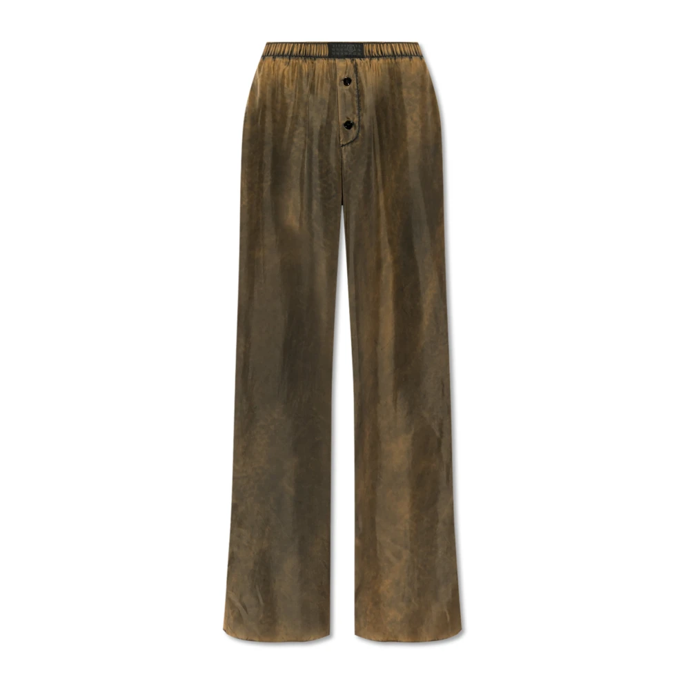 MM6 Maison Margiela Zijden wijde broek Beige Dames