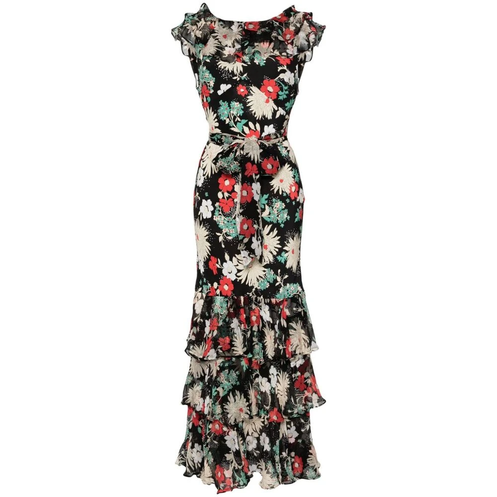 Rixo Bloemenprint Zijden Jurk Multicolor Dames