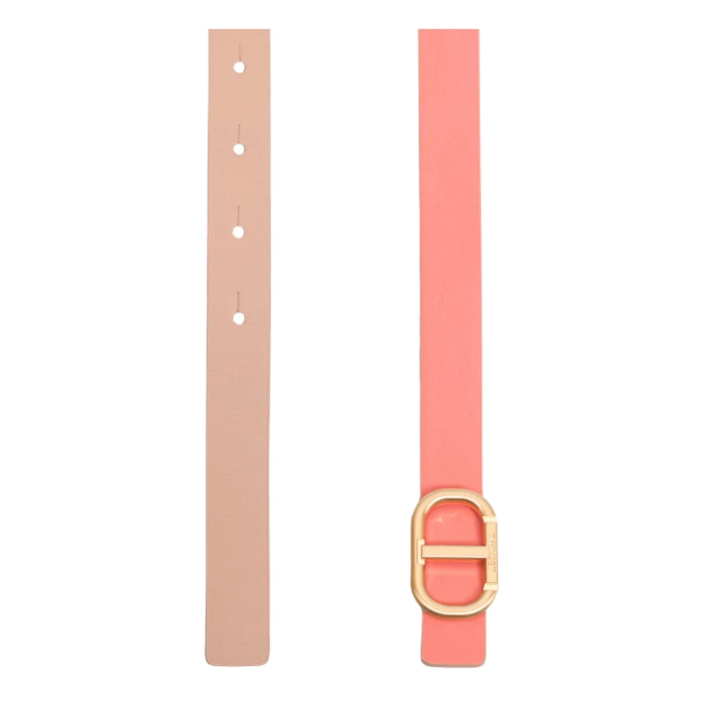 Twinset Omkeerbare leren riem met Ovaal T-gesp Beige Dames