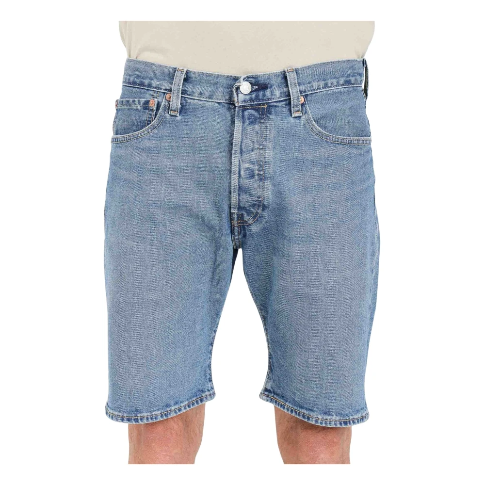 Levi's Regular fit korte jeans met rafels model '501 90S'