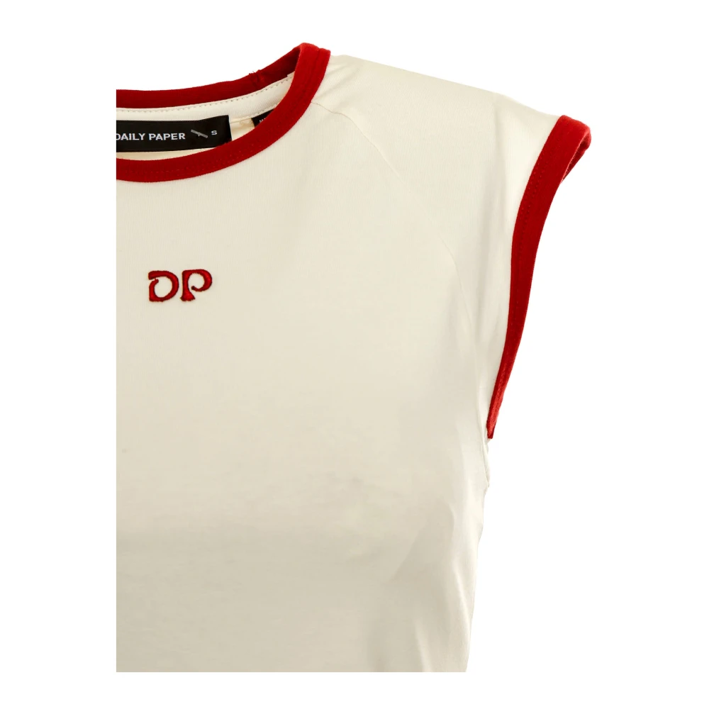 Daily Paper Contrast Fitted T-shirt met logo borduursel Beige Heren
