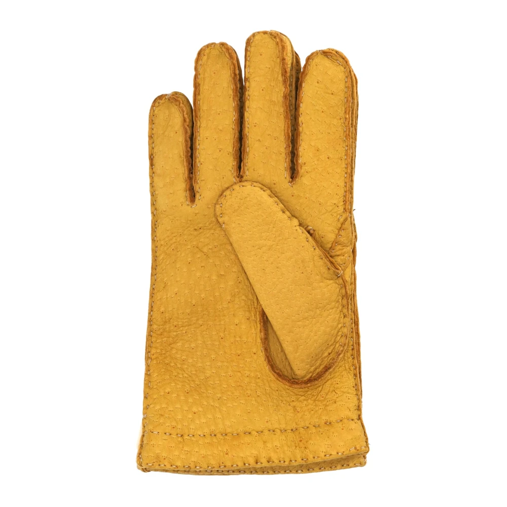 Restelli Guanti Donkergele Cashmere Gevoerde Handschoenen Yellow Unisex