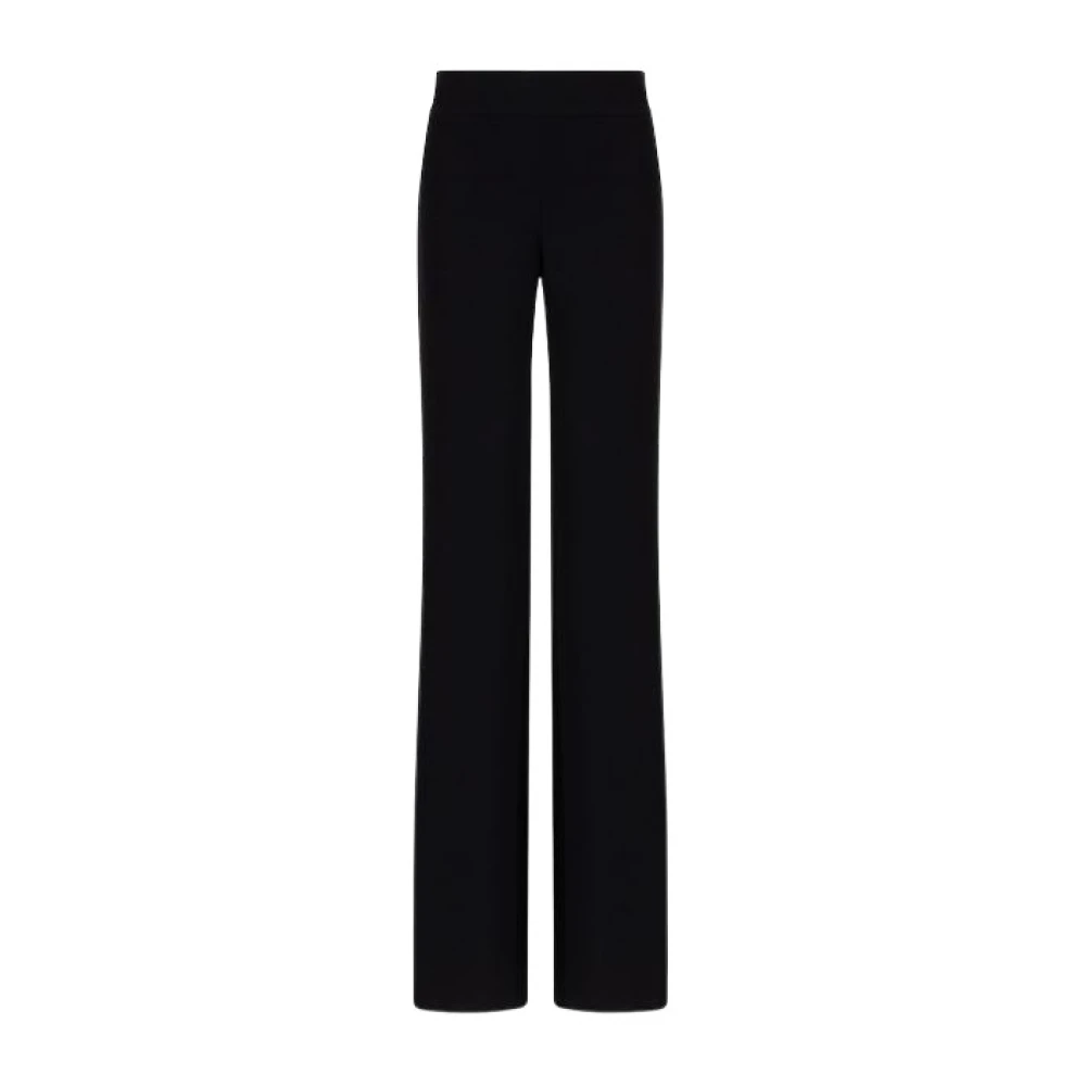 Emporio Armani , Wide Trousers, Female, Black, S, Polyester Trousers