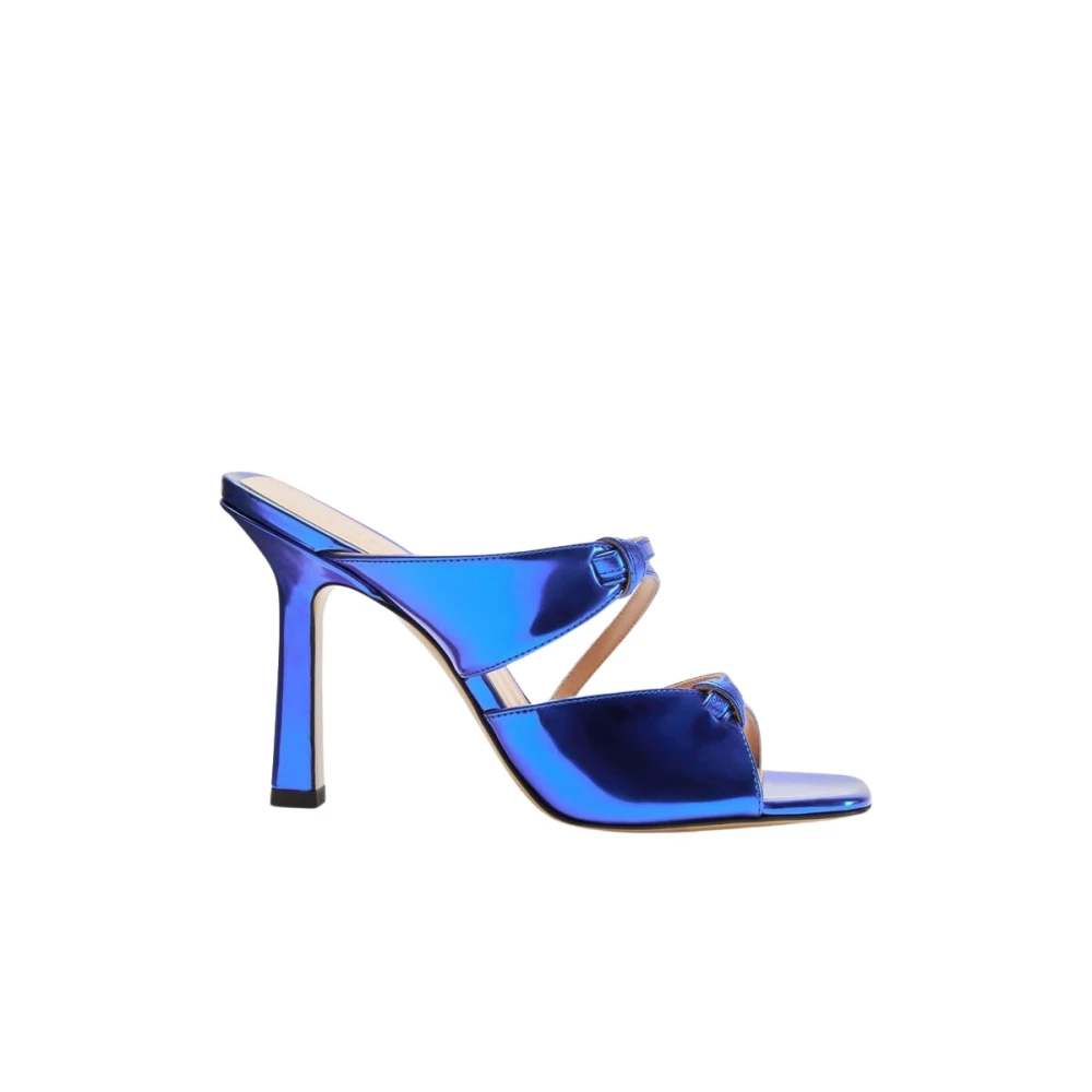 Scarosso Donna Blu - Zoe Mules In Pelle 100Mm - Shoes - 37 Eu