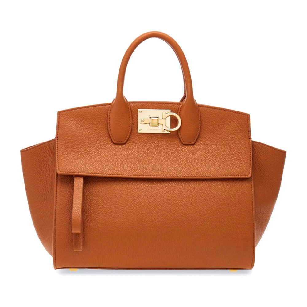 Salvatore Ferragamo Mjuk Studio Väska i Cognac Läder Brown, Dam