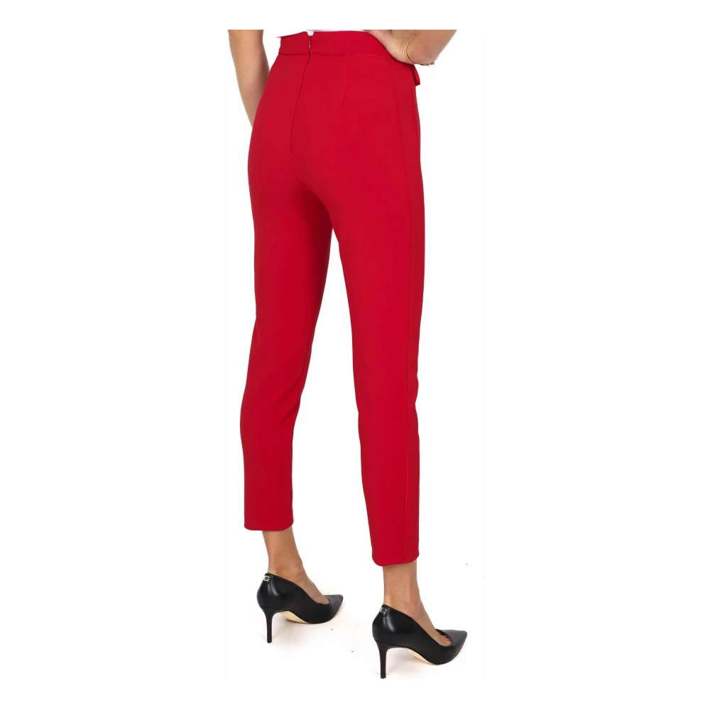 Elisabetta Franchi Rode Stretch Crepe Cigaretbroek Red Dames