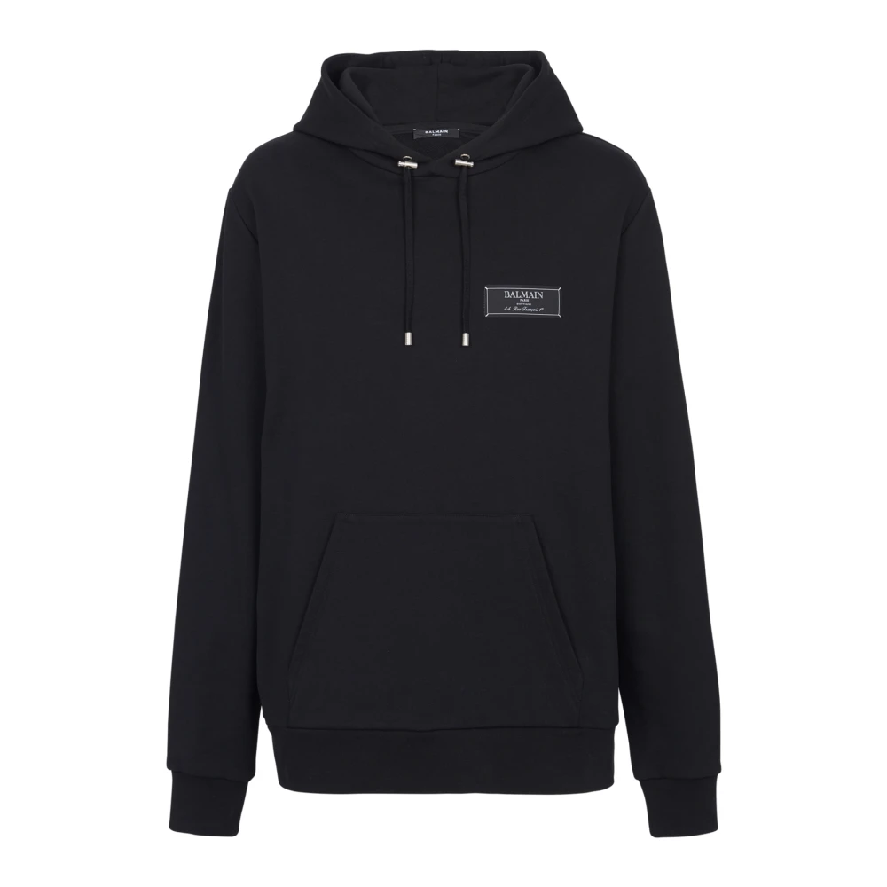 Balmain Uomo Nero Felpa Con Cappuccio Con Logo - Immagine 2
