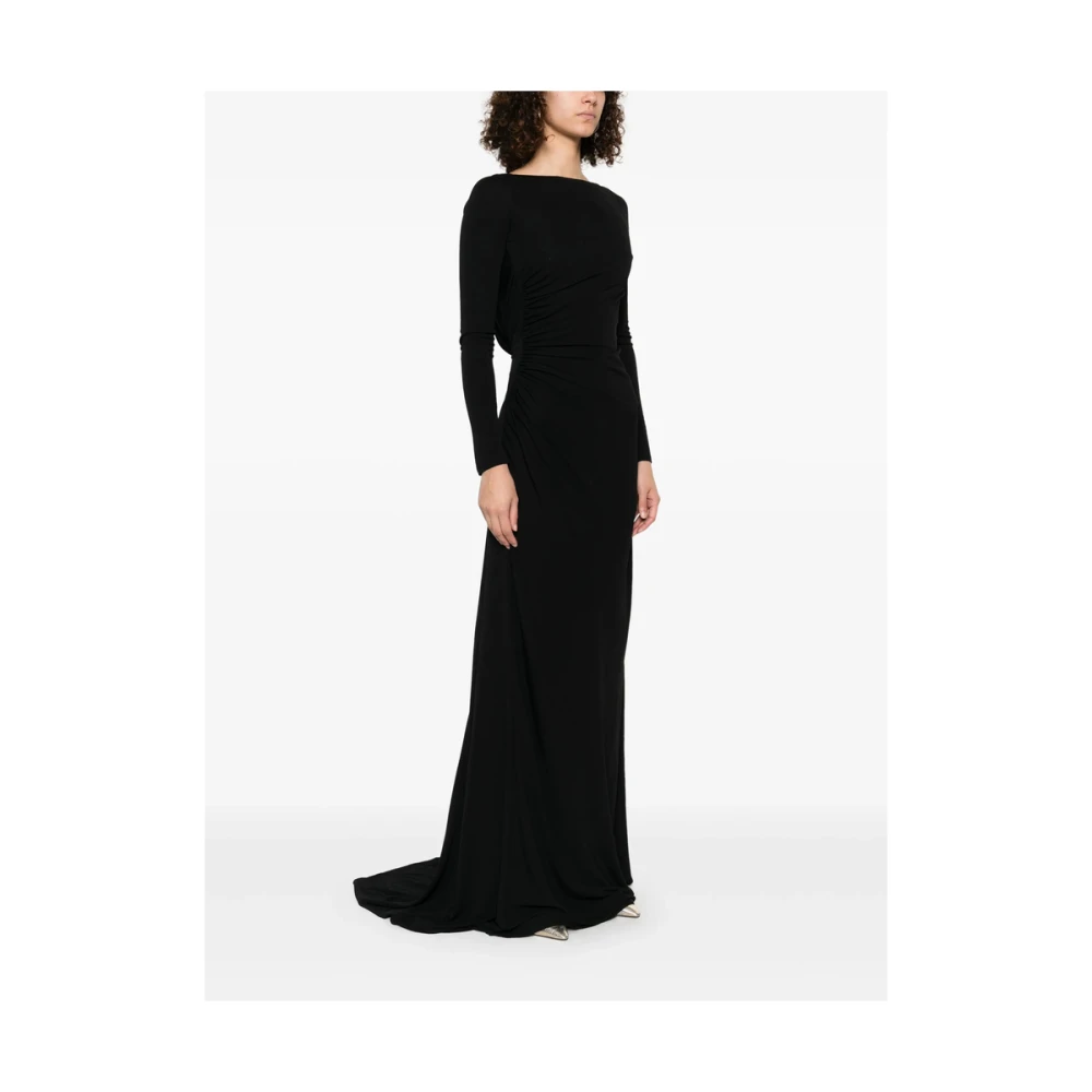 Elisabetta Franchi Zwarte Spaghettibandjes Cowl Jurk Black Dames
