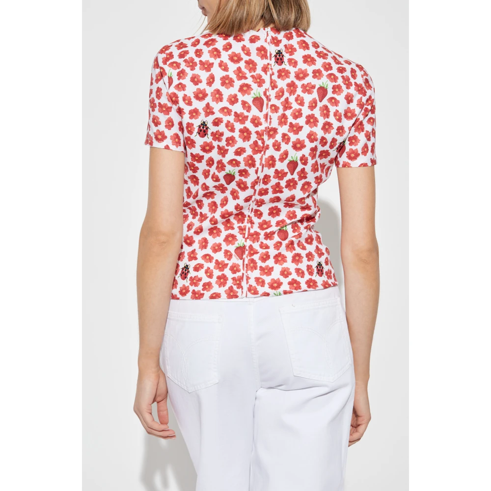 Versace Zijden top met bloemenmotief Red Dames