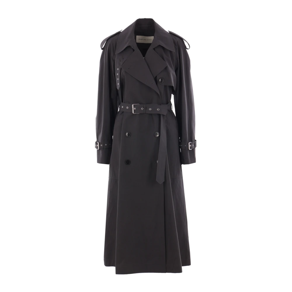 Dries Van Noten Dubbelbreasted grijze katoenen trenchcoat Gray Dames