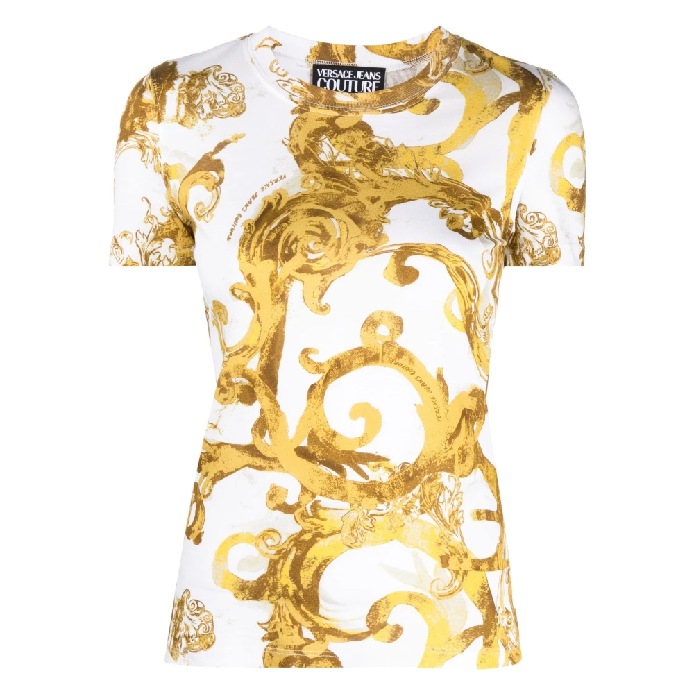 Versace Jeans Couture Barocco-print wit katoenen t-shirt Multicolor Dames