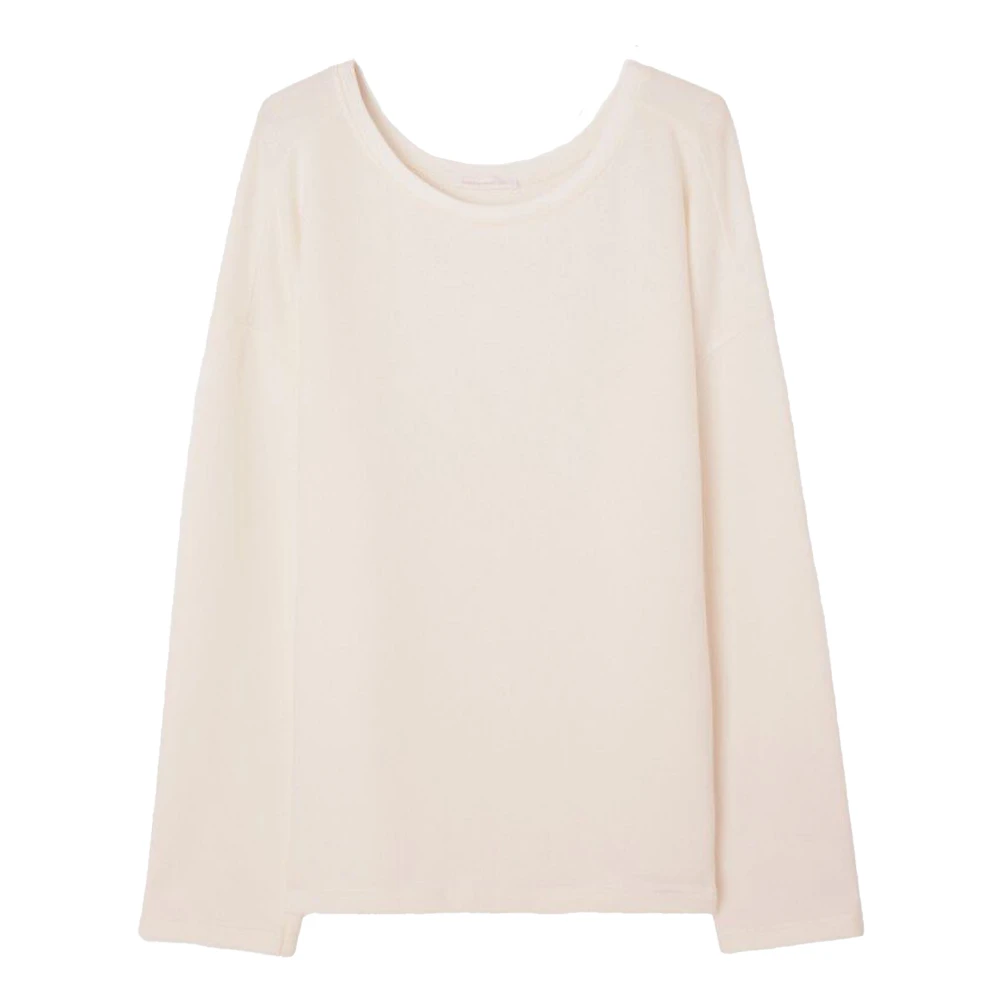 American Vintage Women's Beige Long Sleeve Tops, Female,, Ecru Jumper Collection Medium