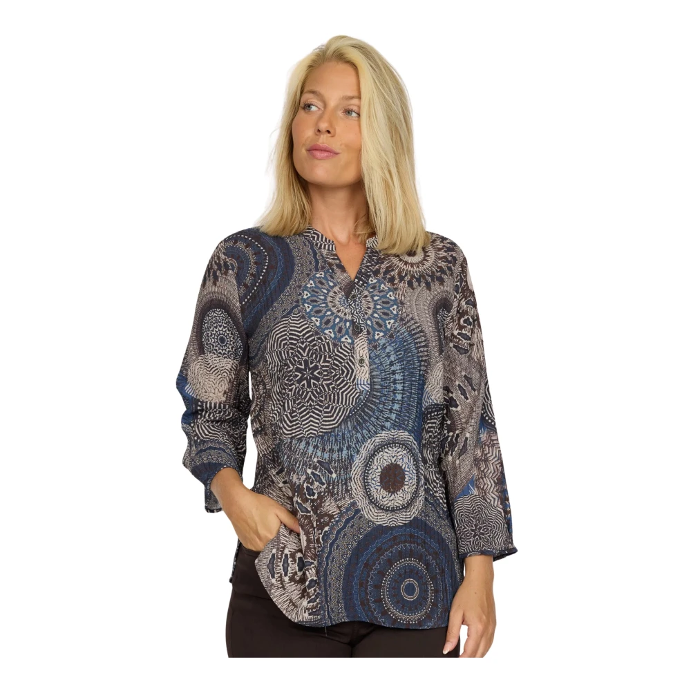 2-Biz Blauwe V-hals Blouse Amoa.Au24 Stijl Blue Dames