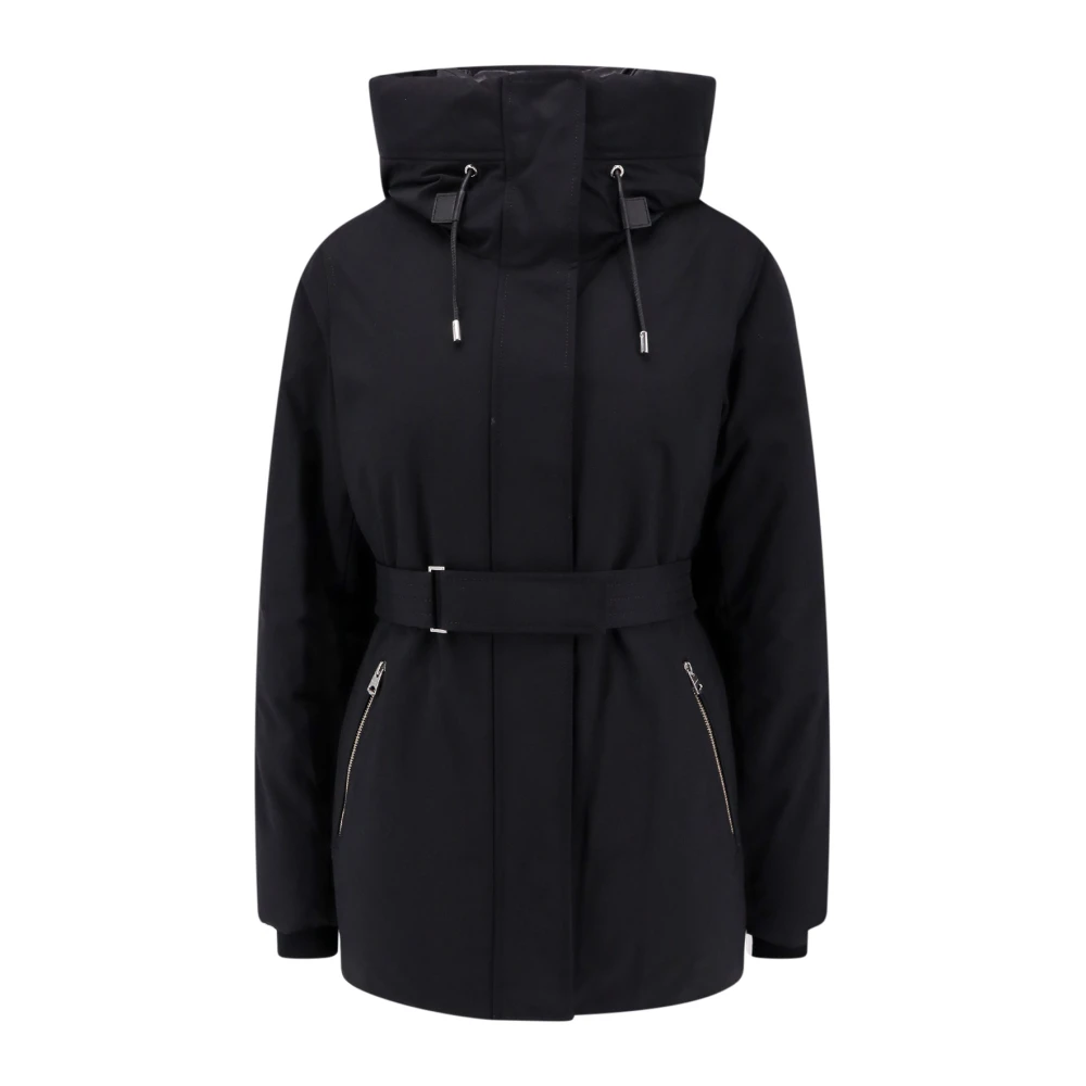 Mackage Zwarte Gewatteerde Nylonjas met Leren Details Black Dames