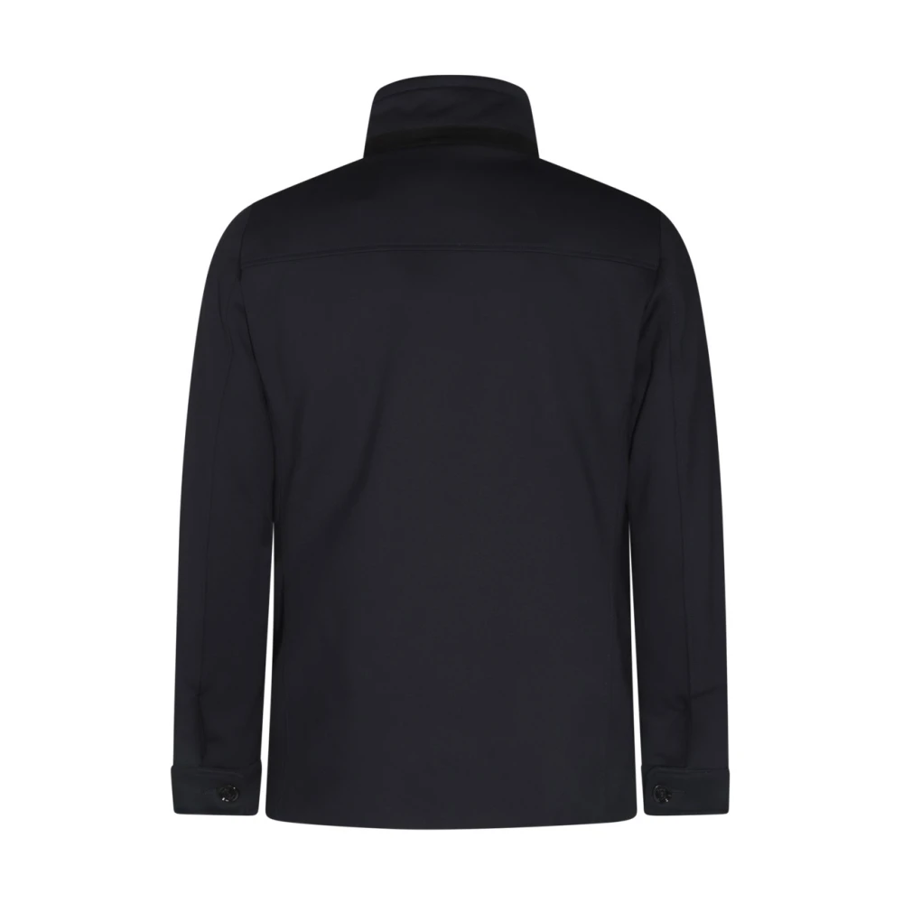 Moorer Donkerblauwe viscosejas met hoge hals Blue Heren