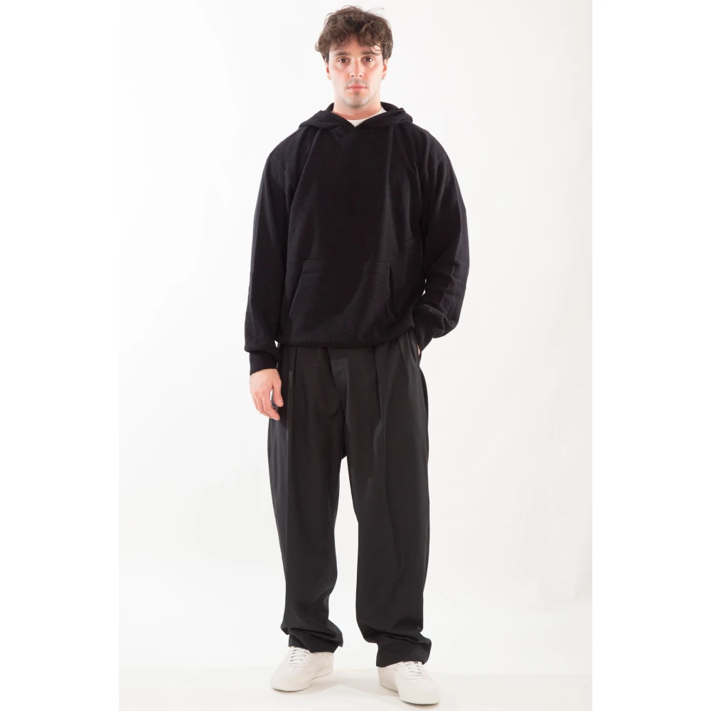 Seven Gauge Capuchon Cashmere Sweater Black Heren