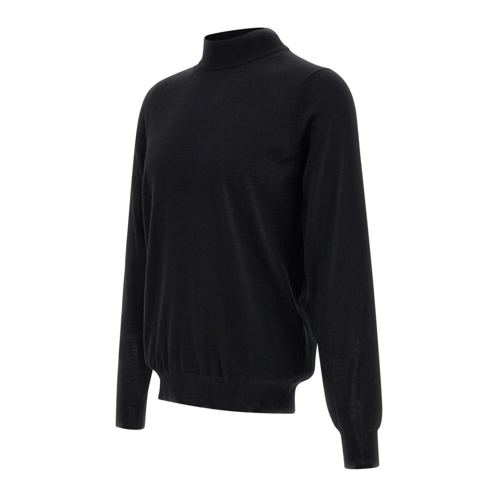 Filippo De Laurentiis Merino Wol Trui Zwart Mock Neck Black Heren
