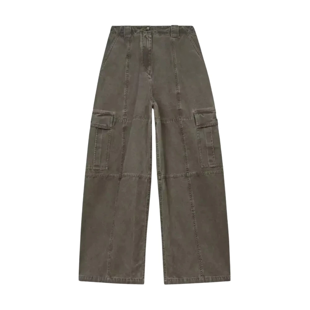 Kenzo Women's Gray Wide Trousers, S, Cargo Trousers