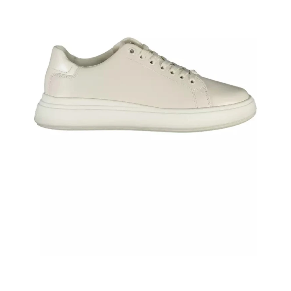 Calvin Klein Women's Beige Sneakers, 6 Uk, Leather Trainers