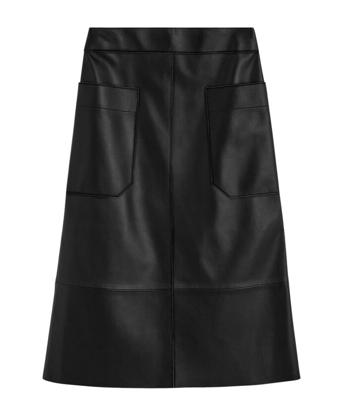 jupe-noire-en-cuir-a-line