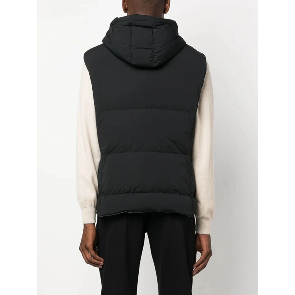 BRUNELLO CUCINELLI Zwarte mouwloze nylon gewatteerde jas Black Heren