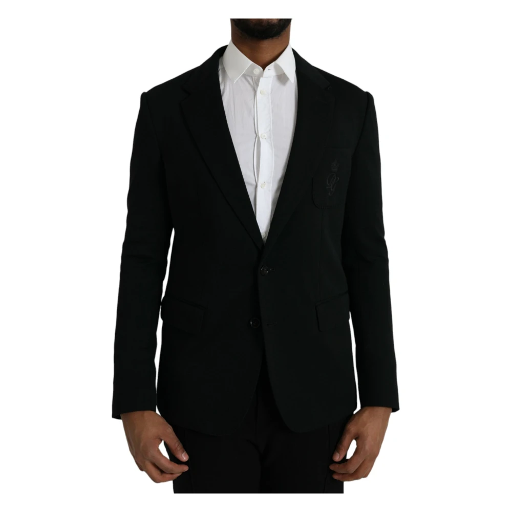Dolce & Gabbana , Blazers, Male, Black, L, Notch Single Breasted Coat Blazer