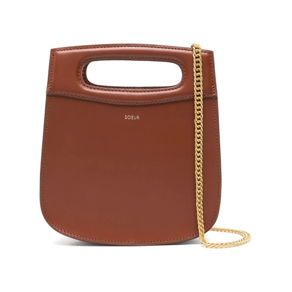 Soeur Cognac Bruin Lederen Ketting Schoudertas Brown Dames