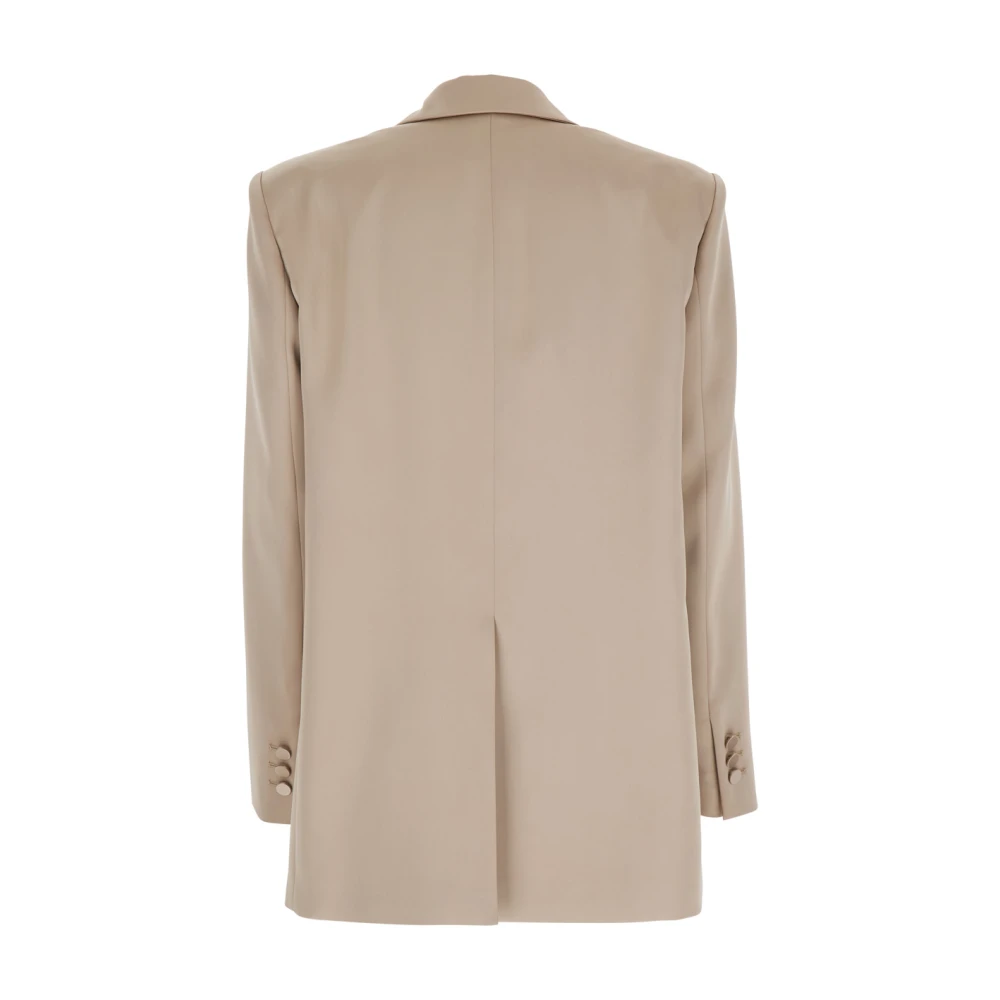 Andamane Beige Single-Breasted Wolblend Jas Beige Dames