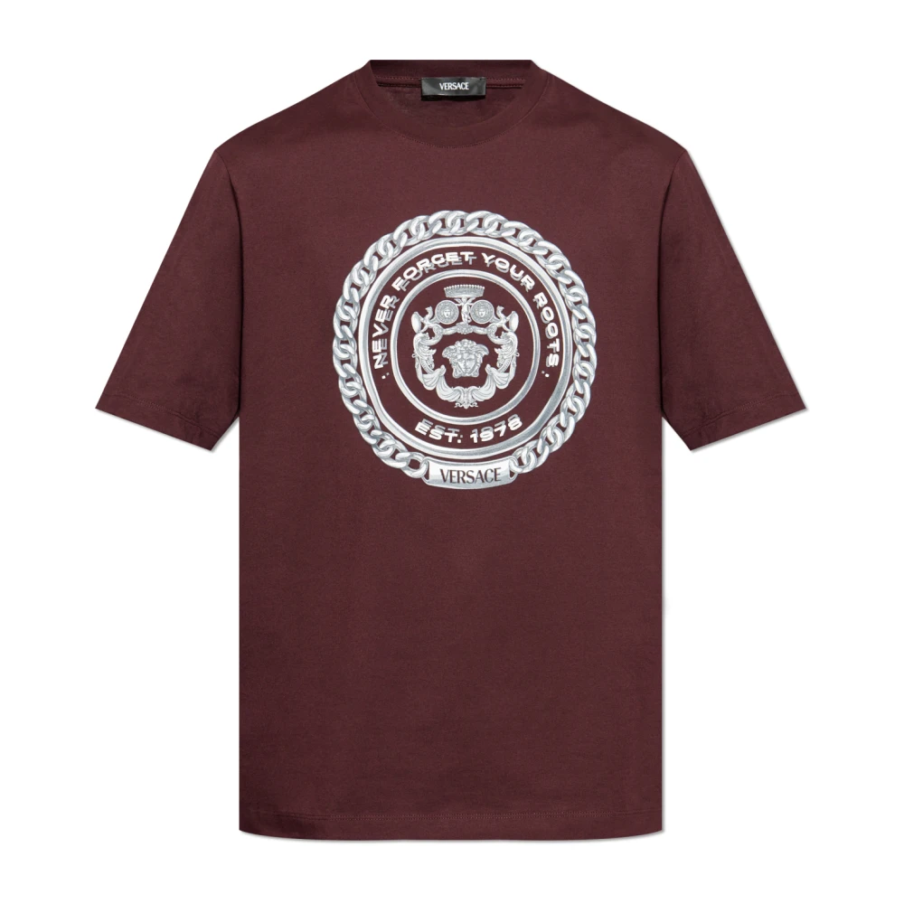 Versace T-shirt met bedrukt logo Red Heren