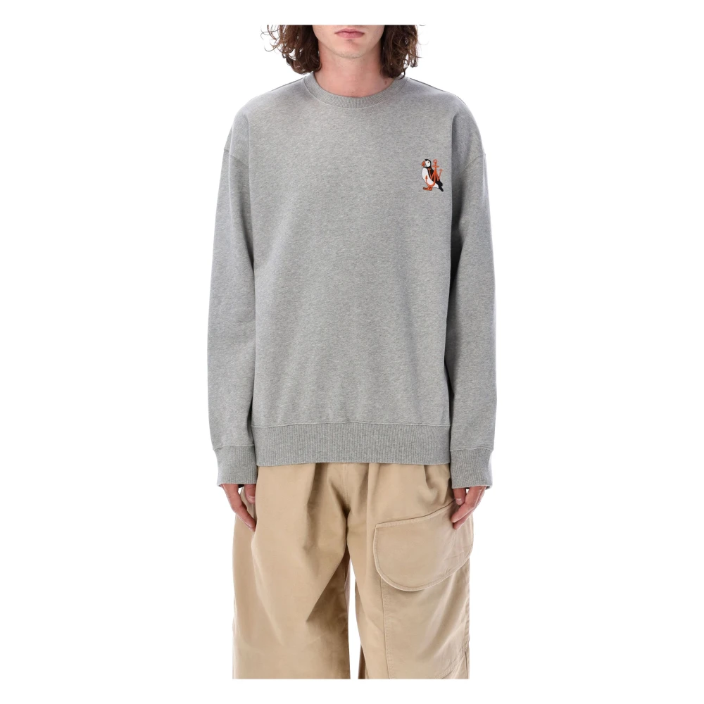 JW Anderson Grijze Melange Puffin Borduurwerk Sweatshirt Gray Heren