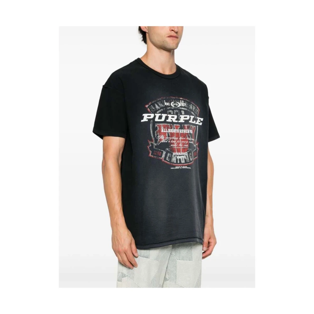 Purple Brand Katoen Logo Print Crew Neck T-shirt Black Heren